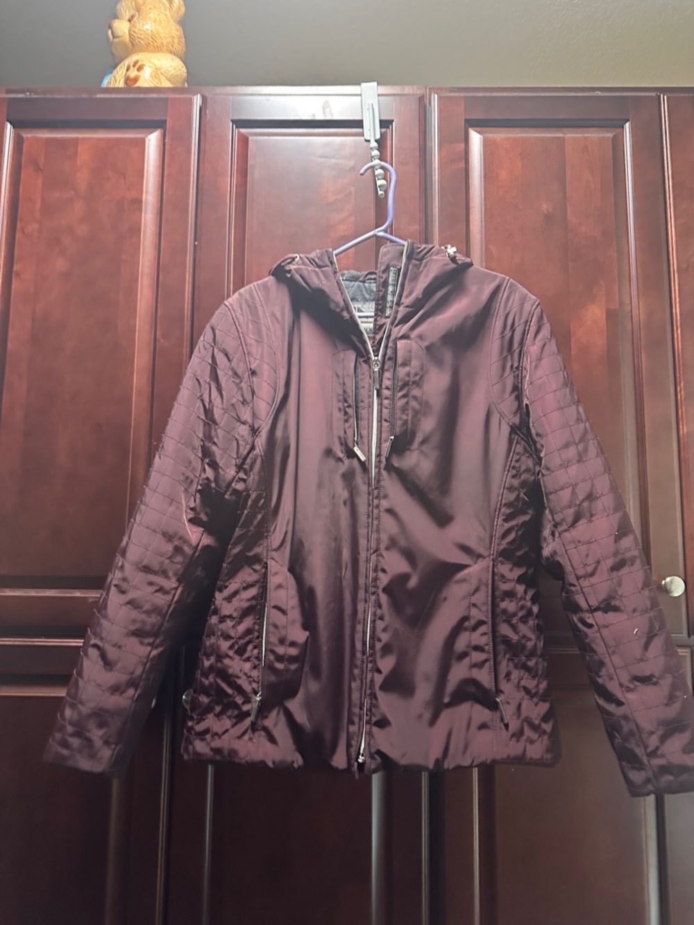 Metropolis - Hooded Jacket in Deep Burgundy size 12